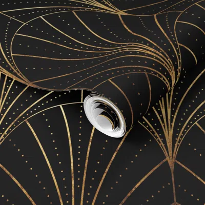 Spoonflower Pre-pasted Wallpaper Art Deco Waterfalls // All That Jazz 2' X 12' Removable