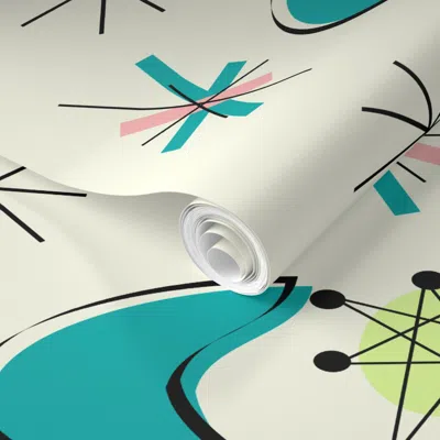 Spoonflower Pre-pasted Wallpaper Atomic Era Boomerangs 2' X 12' Removable In Multi