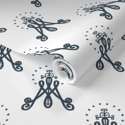 Spoonflower Pre-pasted Wallpaper Auspice Maria - White - L 2' X 12' Removable