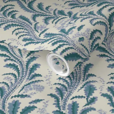 Spoonflower Pre-pasted Wallpaper Avian Elegance Emerald 2' X 12' Removable