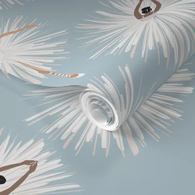 Spoonflower Pre-pasted Wallpaper Ballerina Ballet Dance Oversized Dusty Blue 2' X 12' Removable