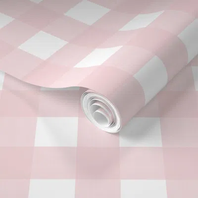 Spoonflower Pre-pasted Wallpaper Ballet Slipper On White Cross Hatch Plaid 2' X 12' Removable