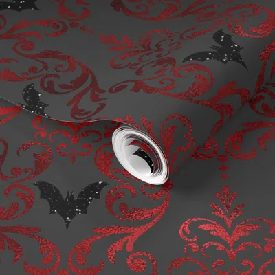 Spoonflower Pre-pasted Wallpaper Bat Art Deco 2' X 12' Removable