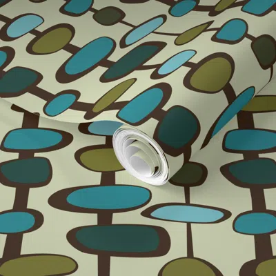 Spoonflower Pre-pasted Wallpaper Baubles - 10in (teal) 2' X 12' Removable