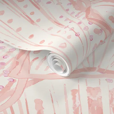 Spoonflower Pre-pasted Wallpaper Beachy Coastal Beach Decor Elegant Seashells Soft Pink 2' X 12' Removable