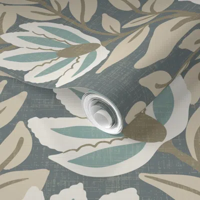 Spoonflower Pre-pasted Wallpaper Beachy Flowers With Linen Texture  Removable