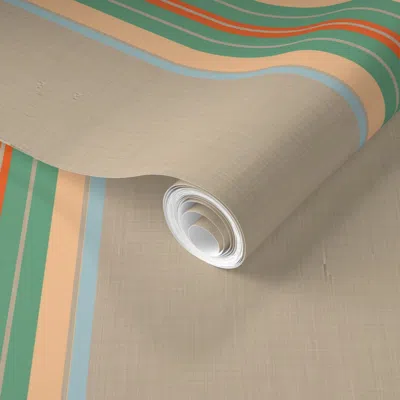 Spoonflower Pre-pasted Wallpaper Beachy Linen Stripe 2' X 12' Removable