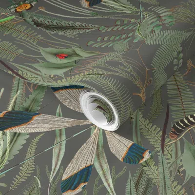 Spoonflower Pre-pasted Wallpaper Beauty Underfoot On Night Owl 2' X 12' Removable