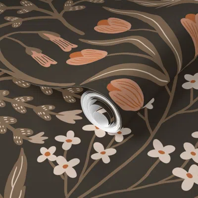 Spoonflower Pre-pasted Wallpaper Becca - Carob 2' X 12' Removable