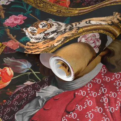 Spoonflower Pre-pasted Wallpaper Benji Bubble Gum Print With Red Suit And Branches  Removable