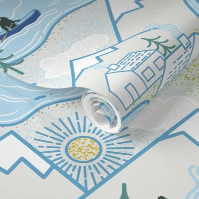 Spoonflower Pre-pasted Wallpaper Bigfoot's Lake Life By Virginia 2' X 12' Removable