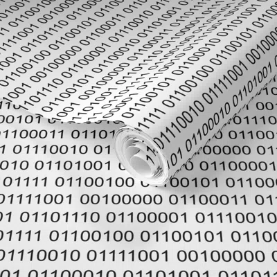 Spoonflower Pre-pasted Wallpaper Binary Code In Black And White 2' X 12' Removable