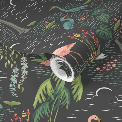 Spoonflower Pre-pasted Wallpaper Birds Of Paradise Found 2' X 12' Removable In Multi