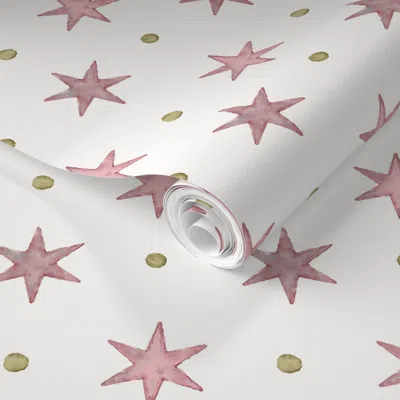 Spoonflower Pre-pasted Wallpaper Birmingham Stella Ochre Rose 2' X 12' Removable