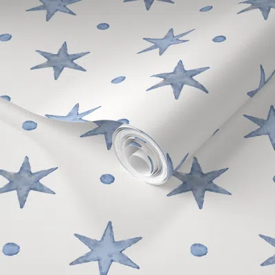 Spoonflower Pre-pasted Wallpaper Birmingham Stella Periwinkle 2' X 12' Removable