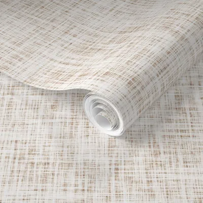 Spoonflower Pre-pasted Wallpaper Bisque Beige Linen 2' X 12' Removable