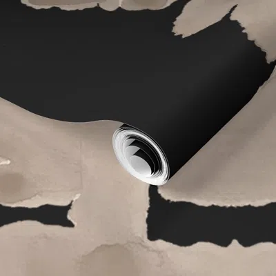Spoonflower Pre-pasted Wallpaper Black And Tan Blot 2' X 12' Removable