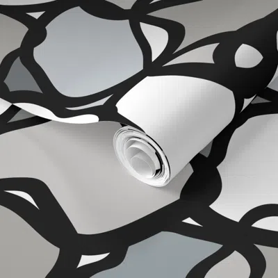 Spoonflower Pre-pasted Wallpaper Black And White Organic Lines And Shapes With Shades Of Grey 2' X 12' Removable
