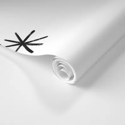 Spoonflower Pre-pasted Wallpaper Black Doodle Stars Blender Pattern - Large 2' X 12' Removable