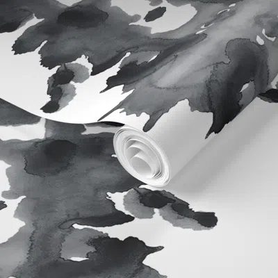 Spoonflower Pre-pasted Wallpaper Black Large Rorscach 2' X 12' Removable