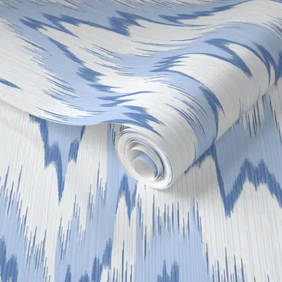 Spoonflower Pre-pasted Wallpaper Blaze Blue And White 2' X 12' Removable