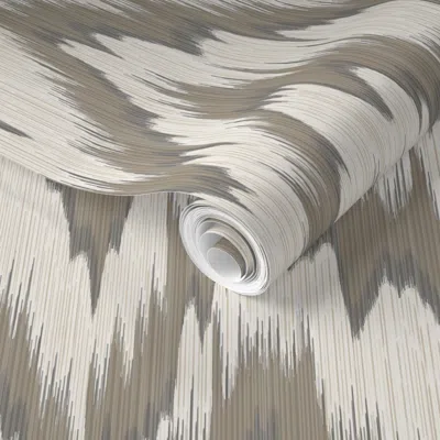 Spoonflower Pre-pasted Wallpaper Blaze Charcoal Brown On Cream 2' X 12' Removable