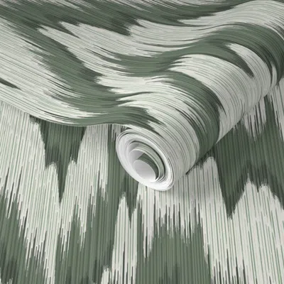 Spoonflower Pre-pasted Wallpaper Blaze Peale Green On Cream 2' X 12' Removable