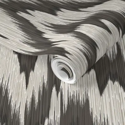 Spoonflower Pre-pasted Wallpaper Blaze Warm Black On Cream 2' X 12' Removable