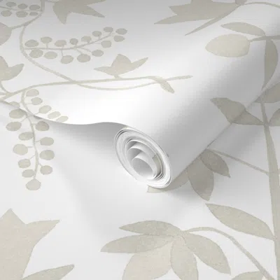 Spoonflower Pre-pasted Wallpaper Blythe Putty On White Copy 2' X 12' Removable