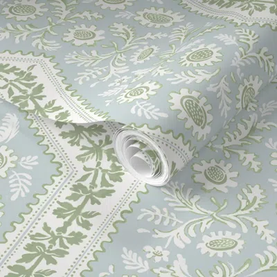 Spoonflower Pre-pasted Wallpaper Boddicott Fb Parma Gray Sage 2' X 12' Removable