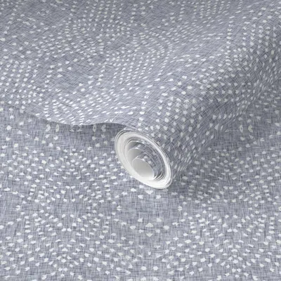 Spoonflower Pre-pasted Wallpaper Boho Dot Chambray 2' X 12' Removable In Multi