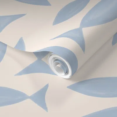 Spoonflower Pre-pasted Wallpaper Boho Nautical Fish 2' X 12' Removable