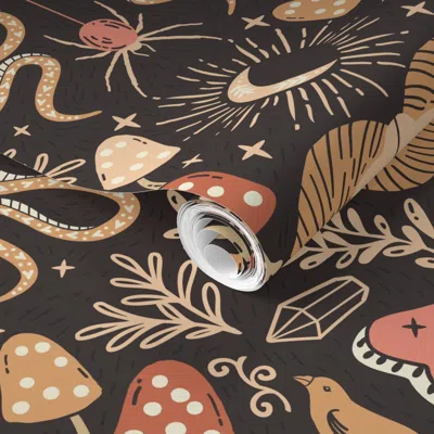 Spoonflower Pre-pasted Wallpaper Boho Wiccan Woodland Large Scale 2' X 12' Removable