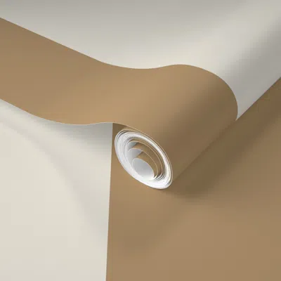 Spoonflower Pre-pasted Wallpaper Bold Wide Thick Stripes Creamy White Lion Gold Yellow Stripe  Removable In Brown