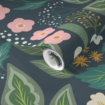 Spoonflower Pre-pasted Wallpaper Botany-garden--12in 2' X 12' Removable