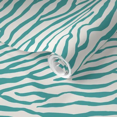 Spoonflower Pre-pasted Wallpaper Brackenbury Beach In Turquoise 2' X 12' Removable