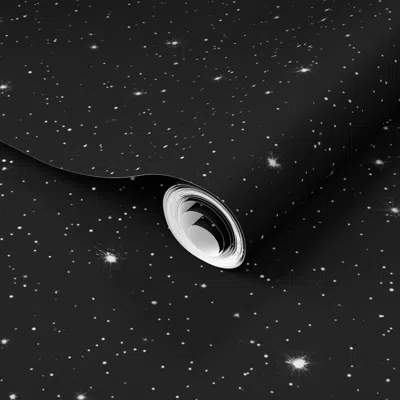 Spoonflower Pre-pasted Wallpaper Bright White Stars On Deep Black Cosmos  Removable