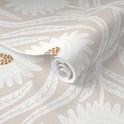 Spoonflower Pre-pasted Wallpaper Brinleigh- Light Taupe 2' X 12' Removable