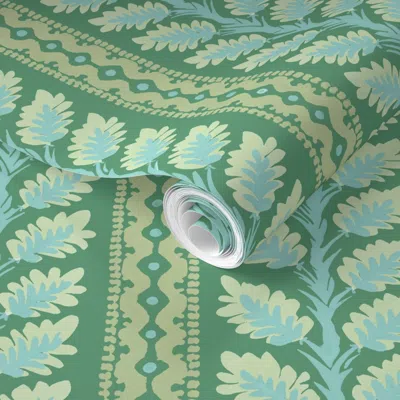 Spoonflower Pre-pasted Wallpaper Brittany On Kitchen Green 2' X 12' Removable
