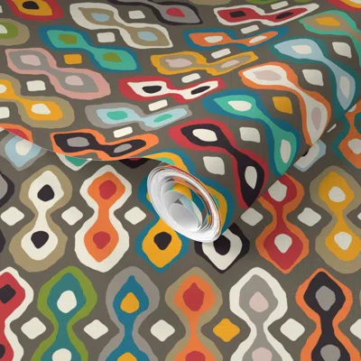 Spoonflower Pre-pasted Wallpaper Brocade Bronze 2' X 12' Removable