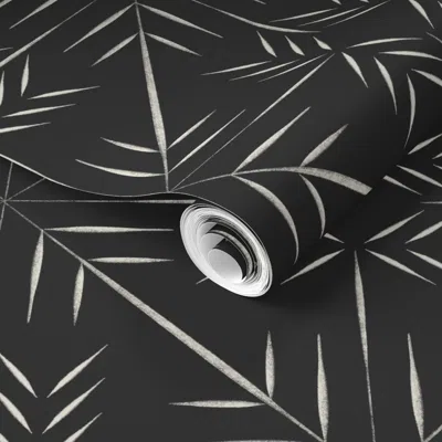 Spoonflower Pre-pasted Wallpaper Brush Stroke Geo Creamy White Raisin Black 02 Black And White Southwest 2' X 12