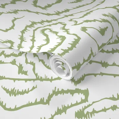 Spoonflower Pre-pasted Wallpaper Bud Green Heatwave 2' X 12' Removable