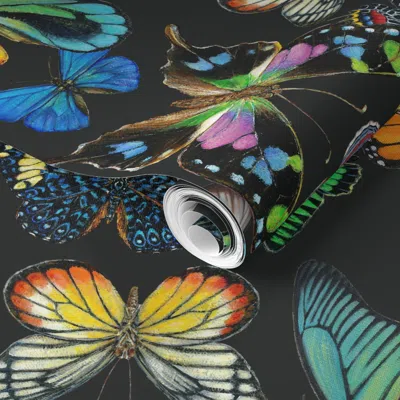 Spoonflower Pre-pasted Wallpaper Butterfly Bounty 2' X 12' Removable In Multi