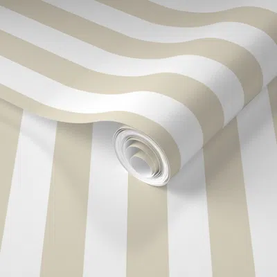 Spoonflower Pre-pasted Wallpaper Cabana Boy Beige And White 2' X 12' Removable