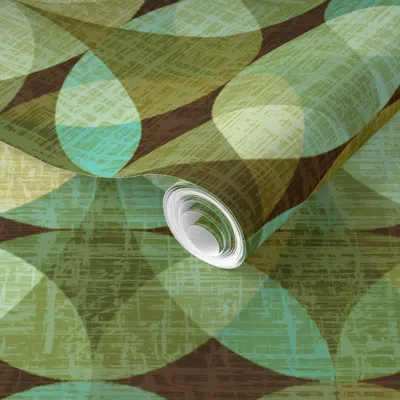 Spoonflower Pre-pasted Wallpaper California Modern Geometric Shapes Turquoise Green Tan Brown  Removable