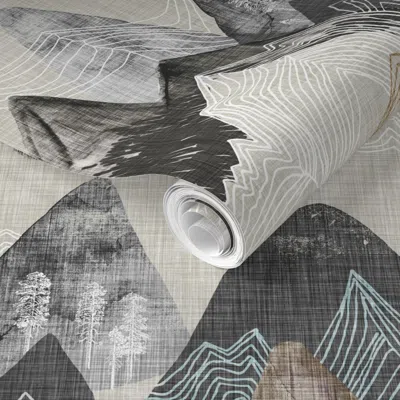 Spoonflower Pre-pasted Wallpaper Call Of The Mountains (ochre) Jumbo 2' X 12' Removable In Multi