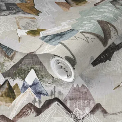 Spoonflower Pre-pasted Wallpaper Call Of The Mountains (ochre) Med 2' X 12' Removable