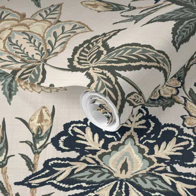 Spoonflower Pre-pasted Wallpaper Calm Botany Chintz  Removable
