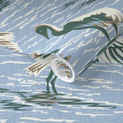 Spoonflower Pre-pasted Wallpaper Calm Waters 2' X 12' Removable