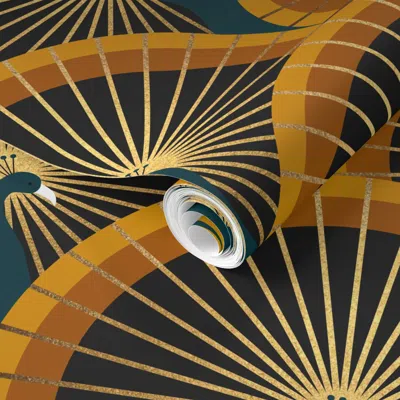 Spoonflower Pre-pasted Wallpaper Calypso (dark Teal) 2' X 12' Removable